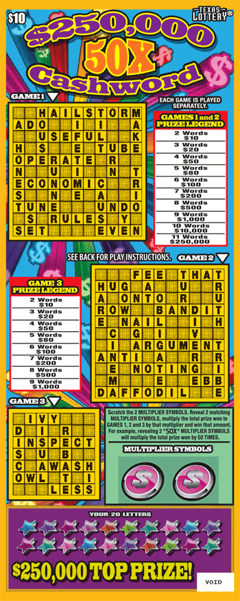 $250,000 50X Cashword