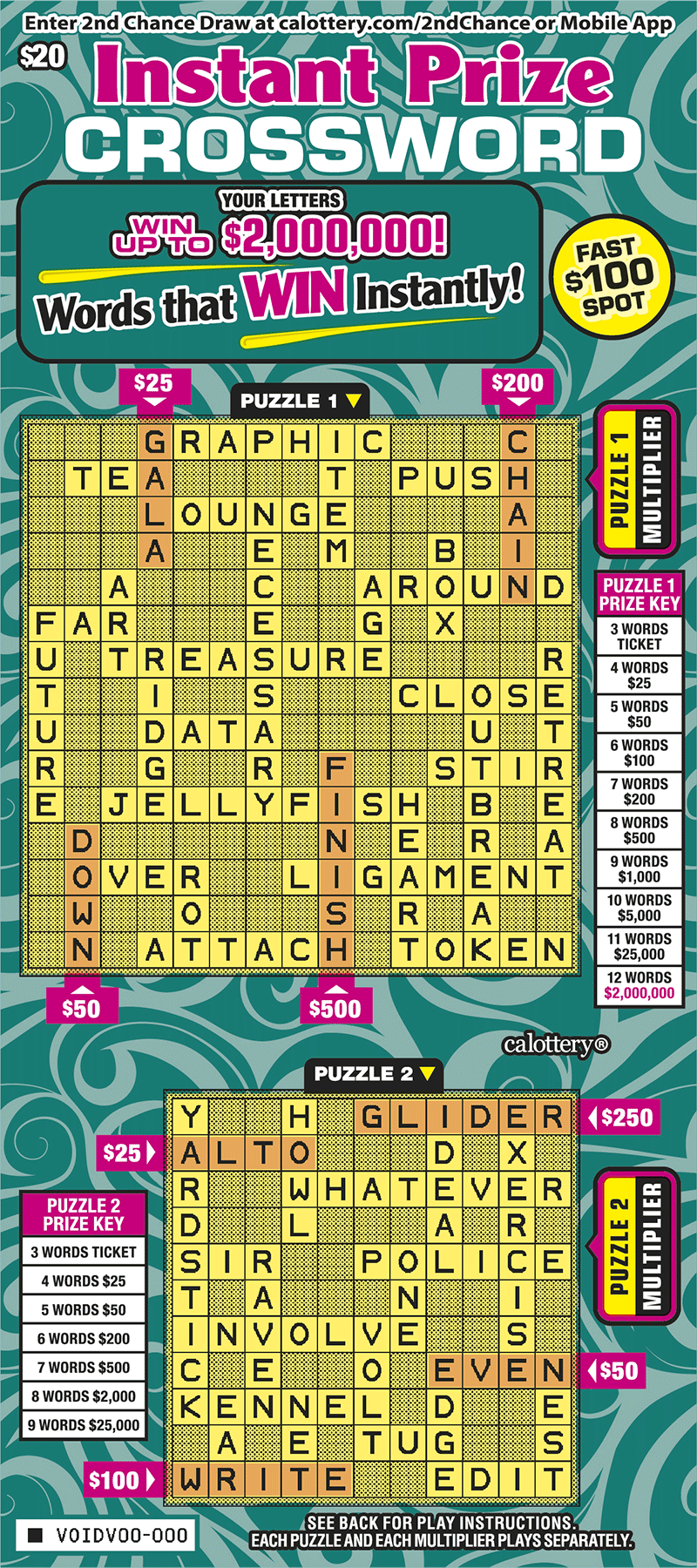 Instant Prize Crossword front