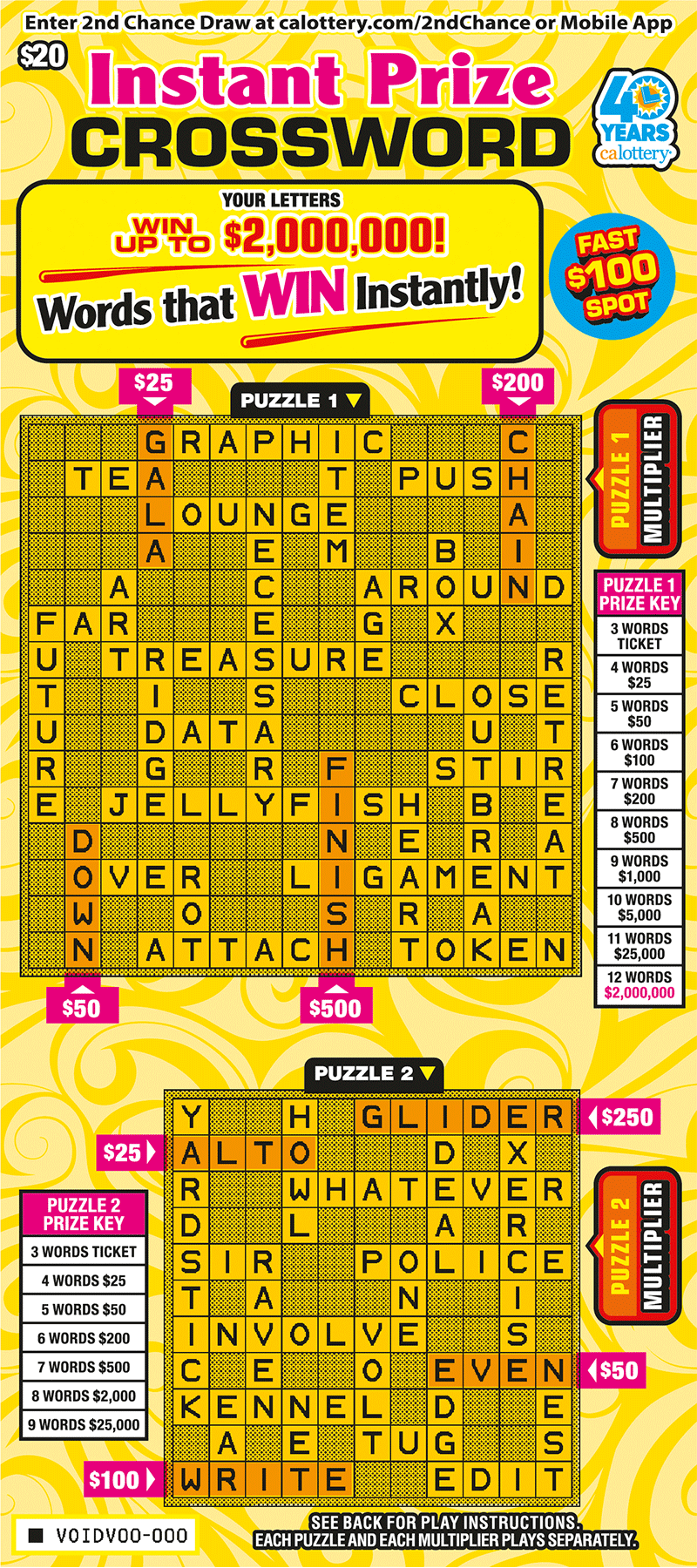 Instant Prize Crossword front